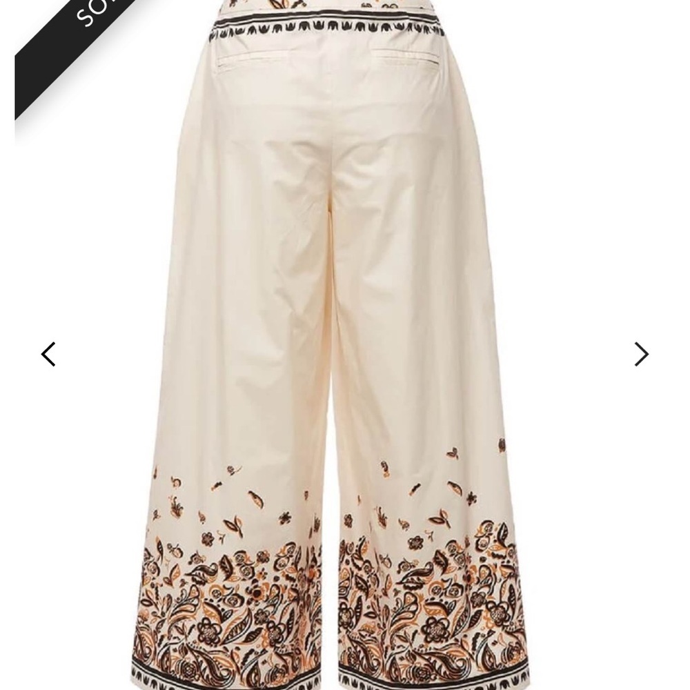 La Double J Coulotte Palazzo Floral Print Cream and Brown Wide Leg Pants - Picture 4 of 9